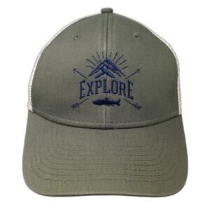Ouray Baseball Cap Green One Size Explore Mountain Fish Mesh Strapback Hat